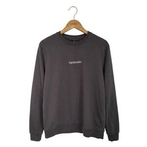 Blind Rooster Mens Optimistic Embroidered Crewneck Sweatshirt Gray Large